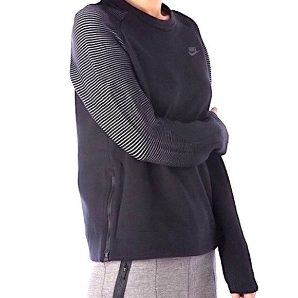 Nike Tech Sweatshirt with Accordion Sleeves in Black - Picture 1 of 7